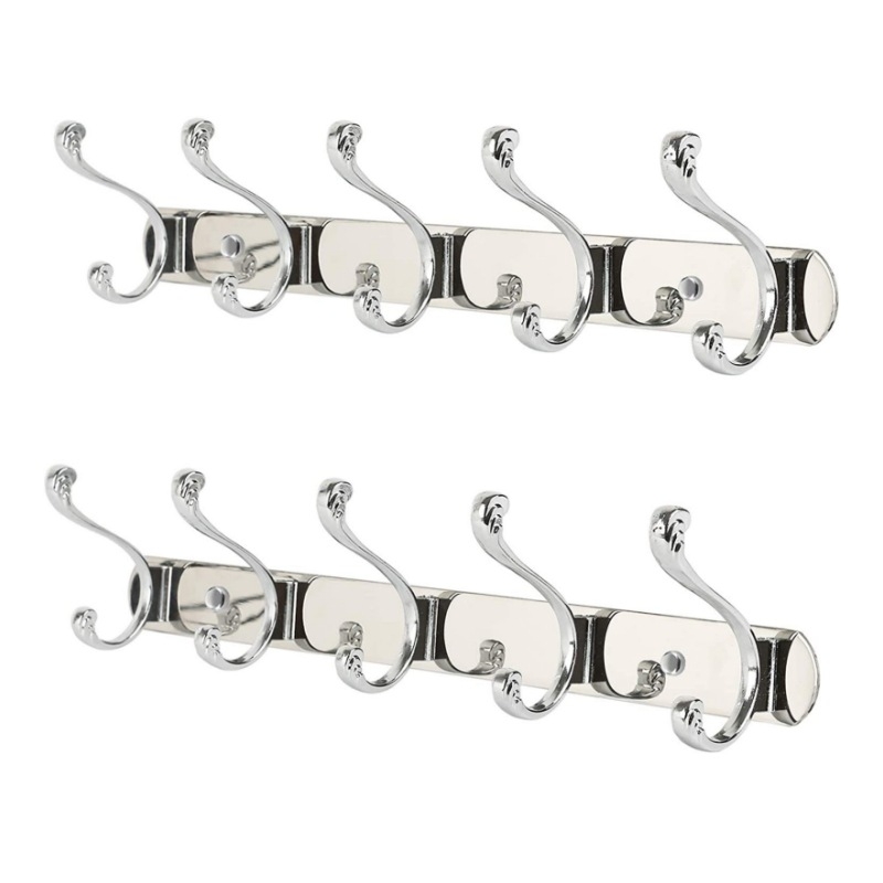 Закачалка за баня от алуминиев сплав, стенна, електроплакирана, модерен минималистичен стил, комплект от 2 броя в кутия, пакет от 40 кутии