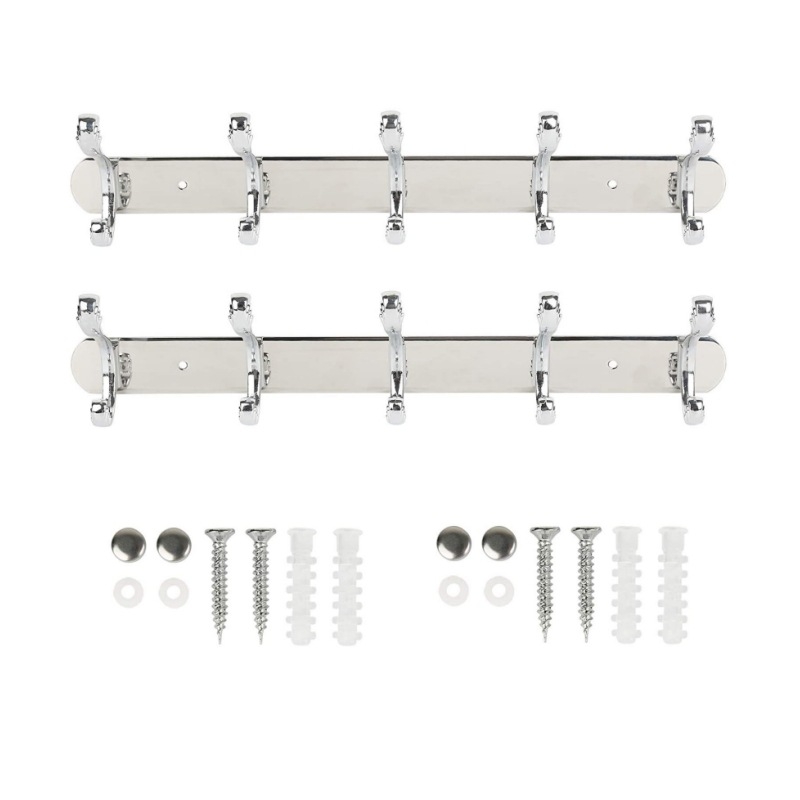 Закачалка за баня от алуминиев сплав, стенна, електроплакирана, модерен минималистичен стил, комплект от 2 броя в кутия, пакет от 40 кутии