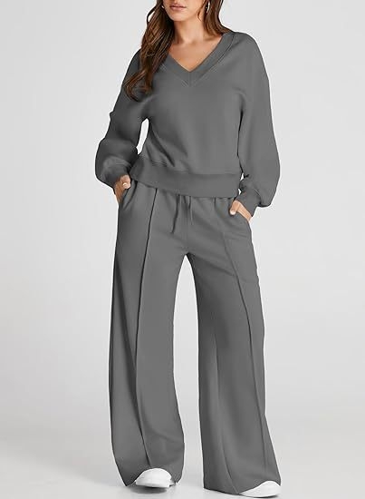 Set pentru femei, toamnă-iarna 2025, culoare solidă, top T-shirt cu mâneci lungi și pantaloni, țesătură poliester, cusături tip splice