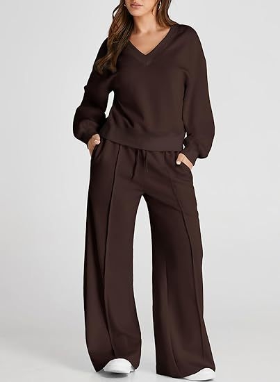 Set pentru femei, toamnă-iarna 2025, culoare solidă, top T-shirt cu mâneci lungi și pantaloni, țesătură poliester, cusături tip splice