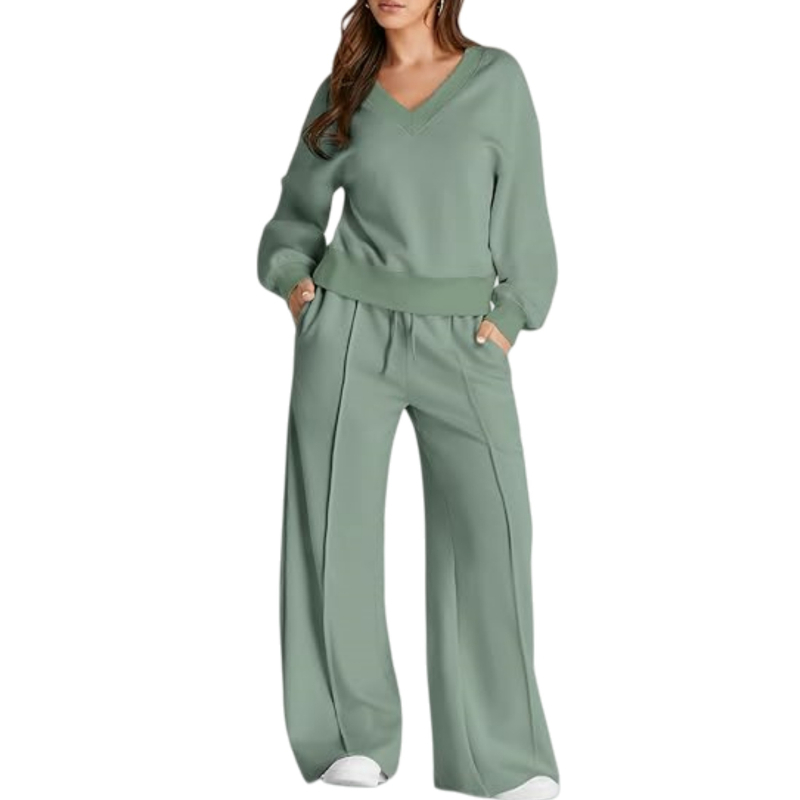 Set pentru femei, toamnă-iarna 2025, culoare solidă, top T-shirt cu mâneci lungi și pantaloni, țesătură poliester, cusături tip splice