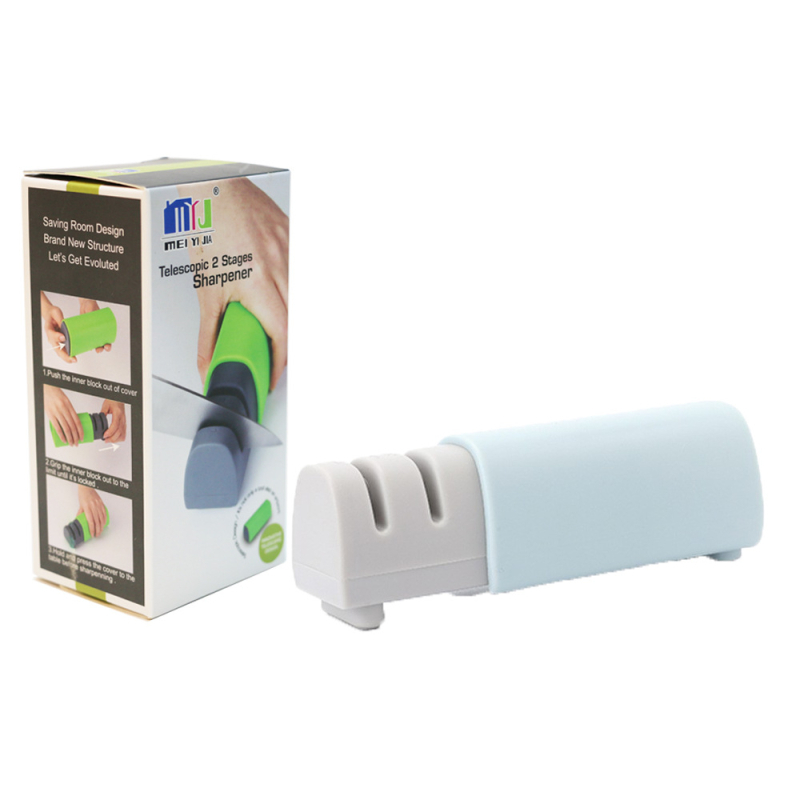 Mini ascuțitor manual pentru cuțite de bucătărie, două trepte, design telescopic