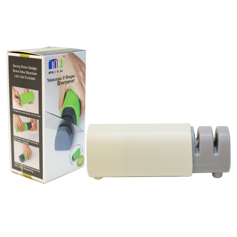 Mini ascuțitor manual pentru cuțite de bucătărie, două trepte, design telescopic