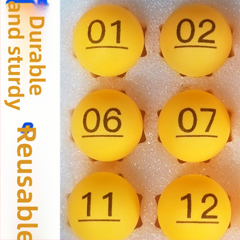 Stolnotenisová loptička s číslicami a nápismi — PP materiál; Kategória: stolný tenis; Aplikácie: Iné