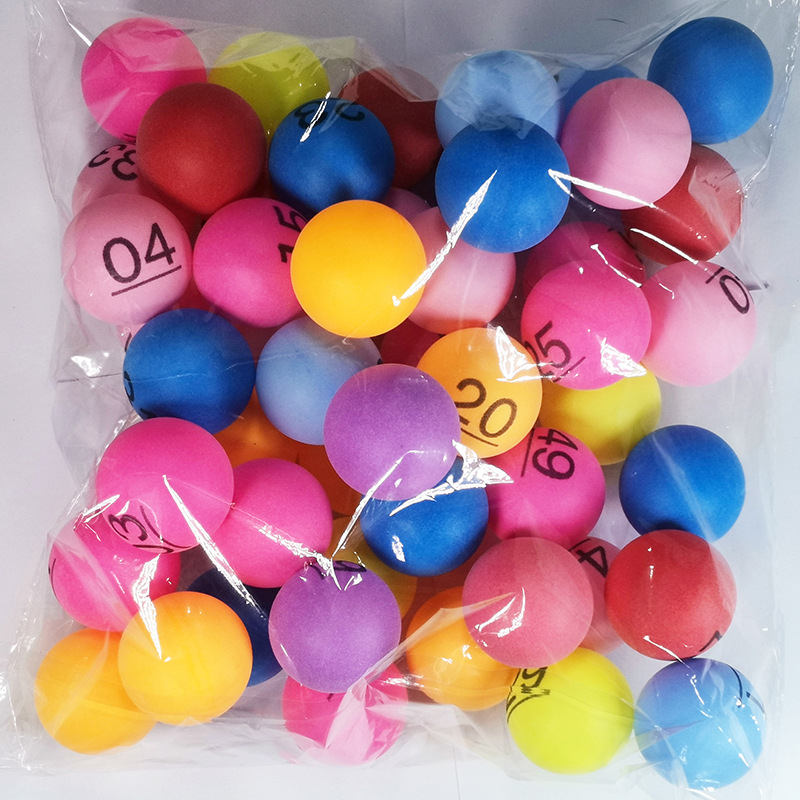 Μπάλα επιτραπέζιου τένις με αριθμούς και επιγραφές — Υλικό PP; Κατηγορία: Επιτραπέζιο τένις; Εφαρμογές: Άλλο