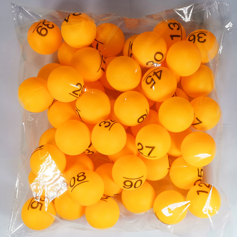 Μπάλα επιτραπέζιου τένις με αριθμούς και επιγραφές — Υλικό PP; Κατηγορία: Επιτραπέζιο τένις; Εφαρμογές: Άλλο