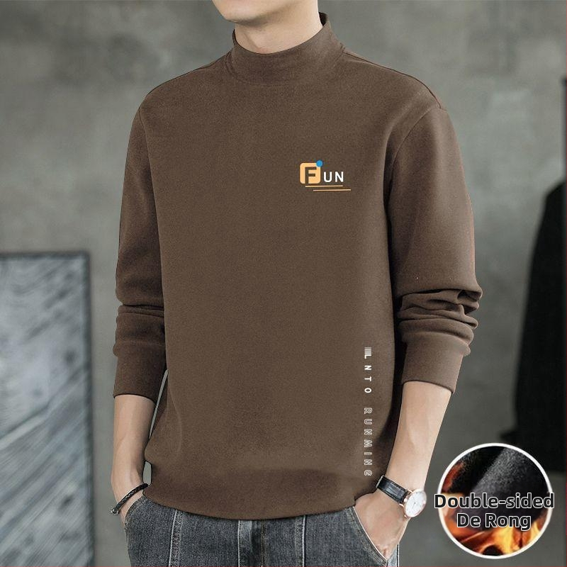 Ανδρικό Θερμικό Βασικό Τοπ – Σταθερός Γιακάς, Φλίς, Μακριά Μανίκια, Λιτή Γραμμή, Πολυεστερική Μείξη