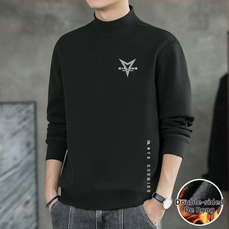 Ανδρικό Θερμικό Βασικό Τοπ – Σταθερός Γιακάς, Φλίς, Μακριά Μανίκια, Λιτή Γραμμή, Πολυεστερική Μείξη