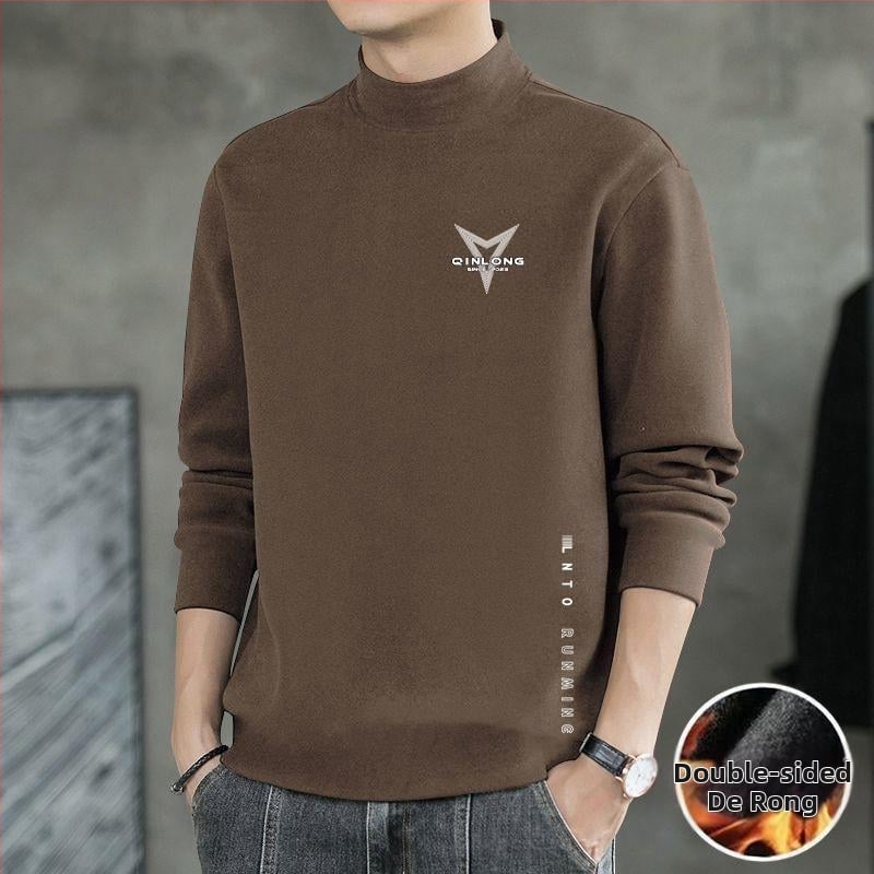 Ανδρικό Θερμικό Βασικό Τοπ – Σταθερός Γιακάς, Φλίς, Μακριά Μανίκια, Λιτή Γραμμή, Πολυεστερική Μείξη