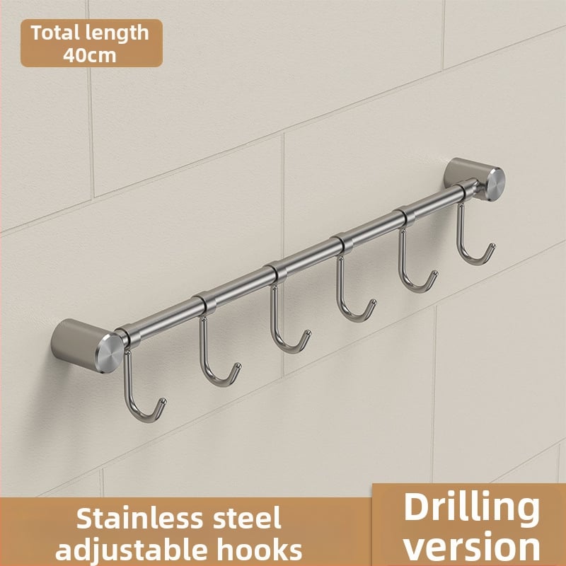 Кухненски държач за прибори от неръждаема стомана — стенен монтаж, матова шлифована повърхност, единична релса