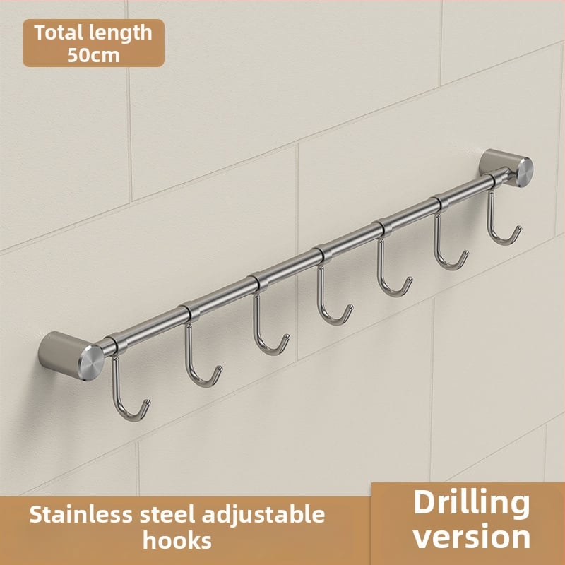 Кухненски държач за прибори от неръждаема стомана — стенен монтаж, матова шлифована повърхност, единична релса