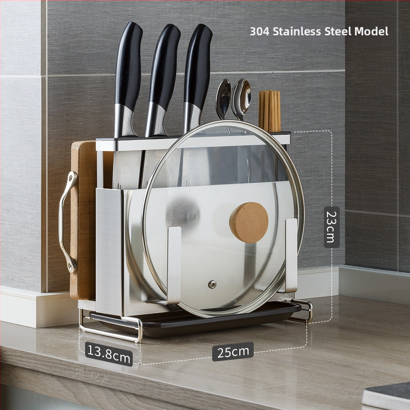 Suport cuțite din oțel inoxidabil pentru blat — organizator de bucătărie multifuncțional, stil modern minimalist, Origine Guangdong