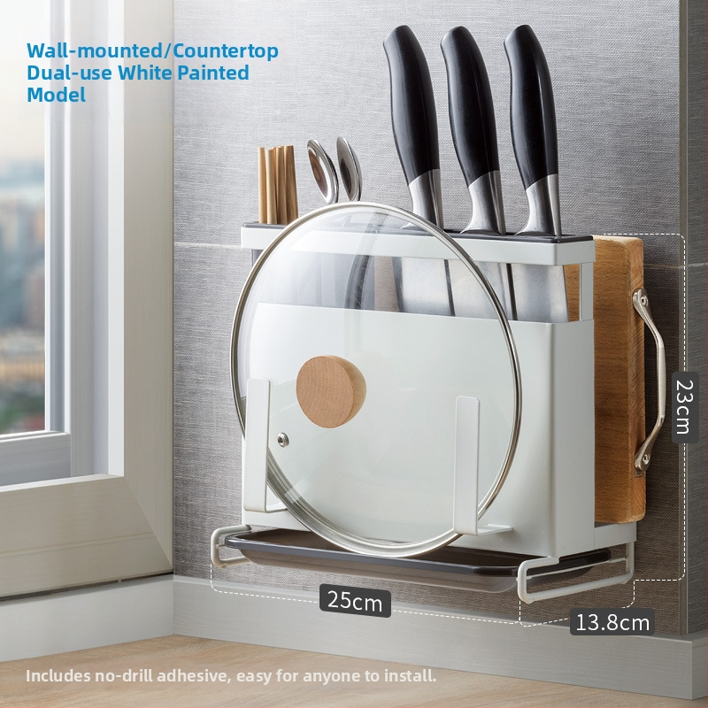 Suport cuțite din oțel inoxidabil pentru blat — organizator de bucătărie multifuncțional, stil modern minimalist, Origine Guangdong