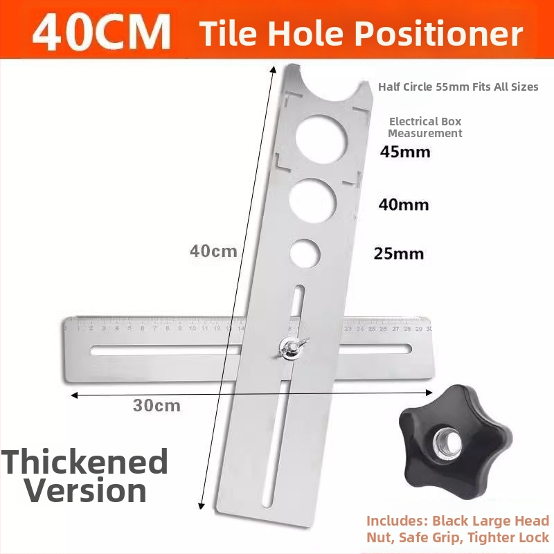 Univerzálny otvárač otvorov v dlaždiciach a lokalizačná pravítko pre murárske práce