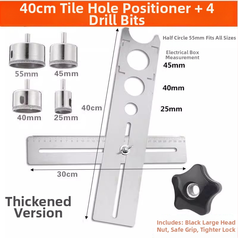 Univerzálny otvárač otvorov v dlaždiciach a lokalizačná pravítko pre murárske práce
