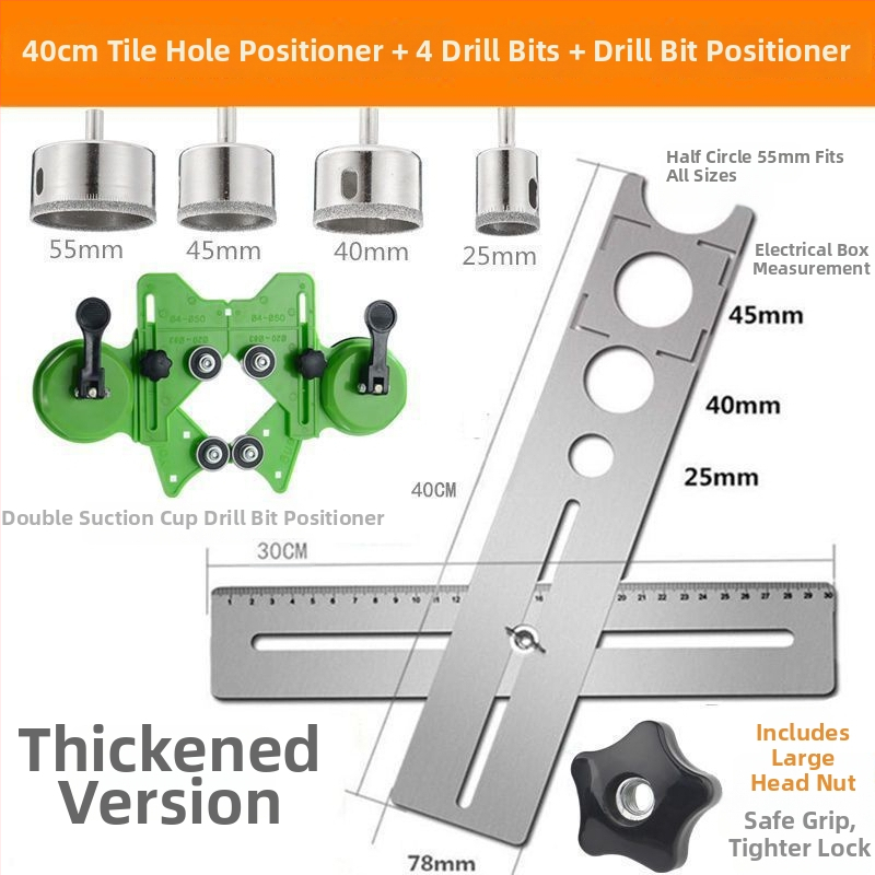 Univerzálny otvárač otvorov v dlaždiciach a lokalizačná pravítko pre murárske práce