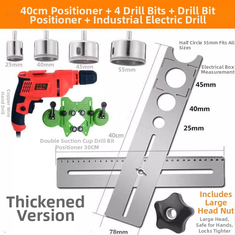 Univerzálny otvárač otvorov v dlaždiciach a lokalizačná pravítko pre murárske práce