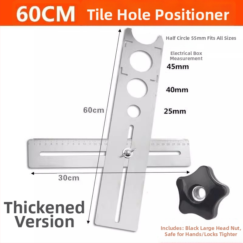 Univerzálny otvárač otvorov v dlaždiciach a lokalizačná pravítko pre murárske práce