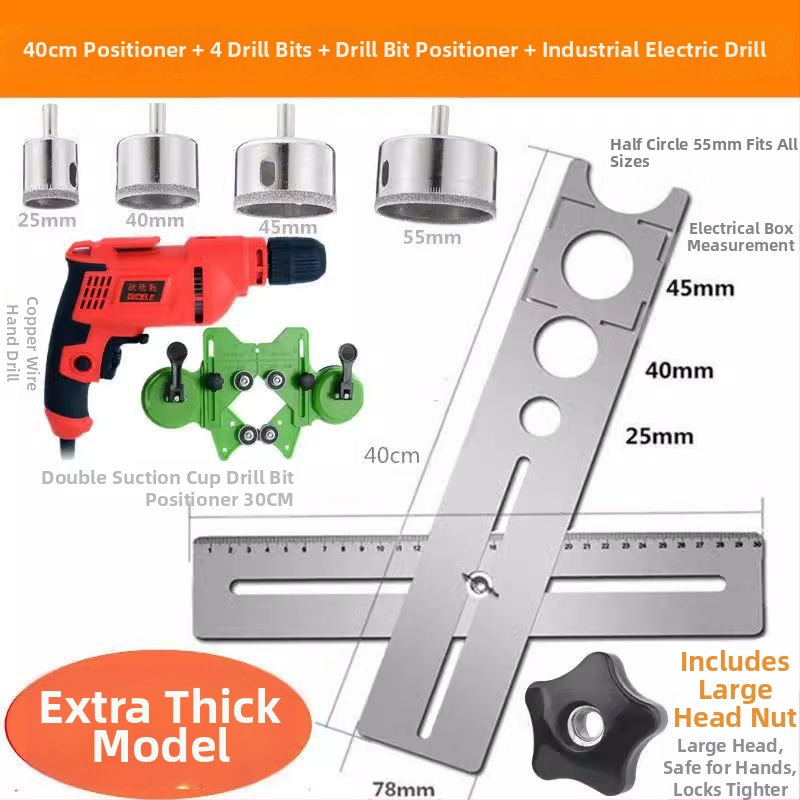 Univerzálny otvárač otvorov v dlaždiciach a lokalizačná pravítko pre murárske práce