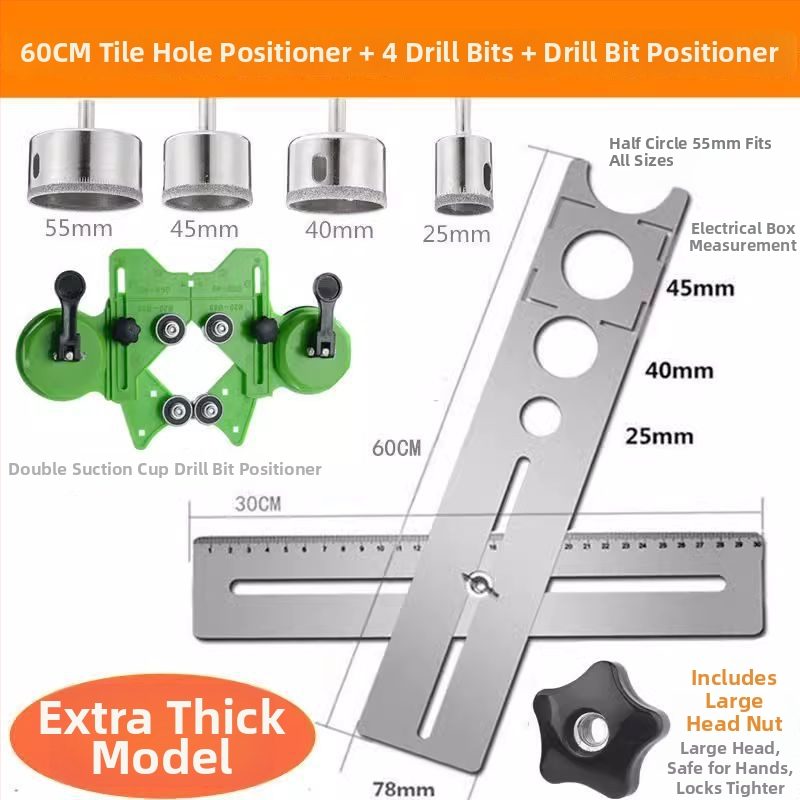 Univerzálny otvárač otvorov v dlaždiciach a lokalizačná pravítko pre murárske práce