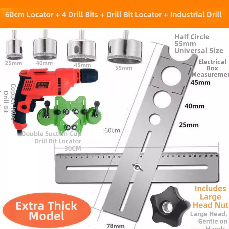 Univerzálny otvárač otvorov v dlaždiciach a lokalizačná pravítko pre murárske práce