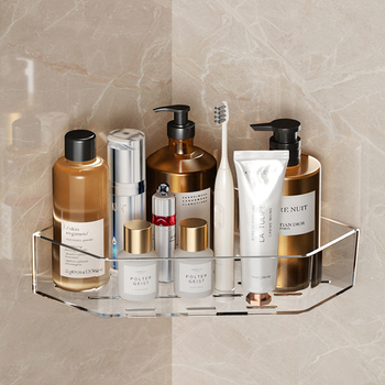 Fali sarkú polc a fürdőszobának, fúrás nélkül, PET anyag, 1 réteg, vízálló, 10–15 kg teherbírás