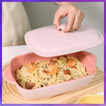 Tavă de copt din porțelan, dreptunghiulară, compatibilă cu microunde, stil japonez