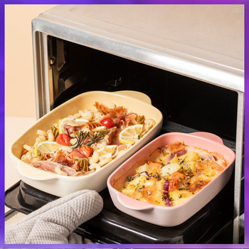 Tavă de copt din porțelan, dreptunghiulară, compatibilă cu microunde, stil japonez