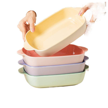 Tavă de copt din porțelan, dreptunghiulară, compatibilă cu microunde, stil japonez