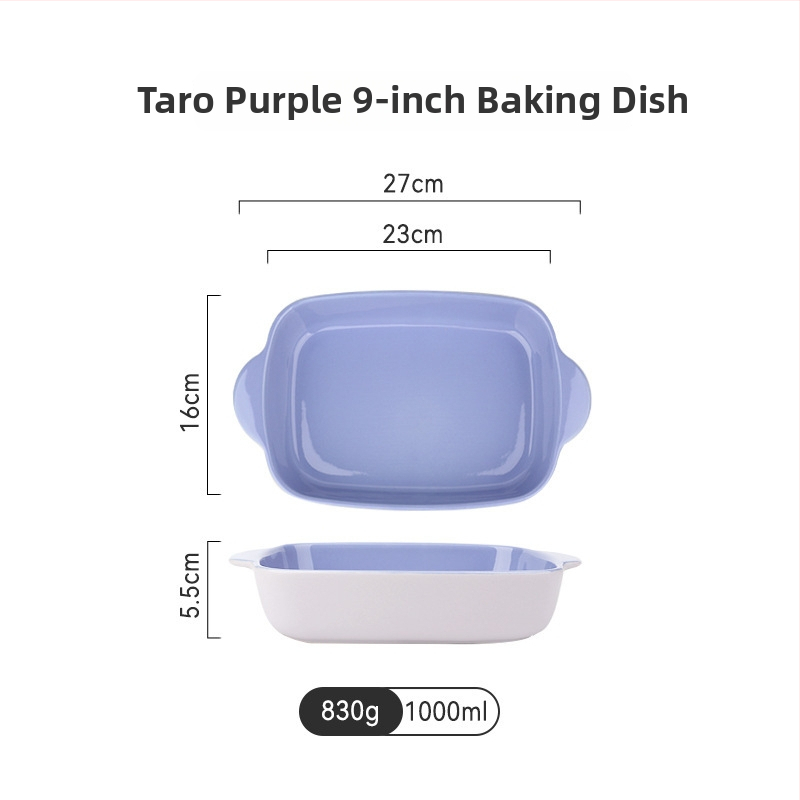 Tavă de copt din porțelan, dreptunghiulară, compatibilă cu microunde, stil japonez