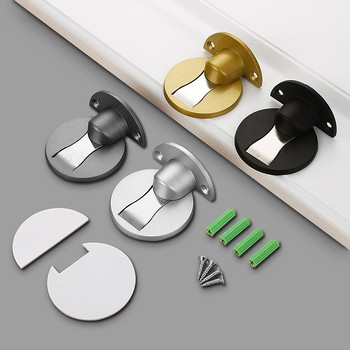 Alumíniumötvözet padlóra szerelt ajtóstop beltéri faajtókhoz, Ct-02 telepítés, homokfúvott felület, standard felépítés, elektroplatálás