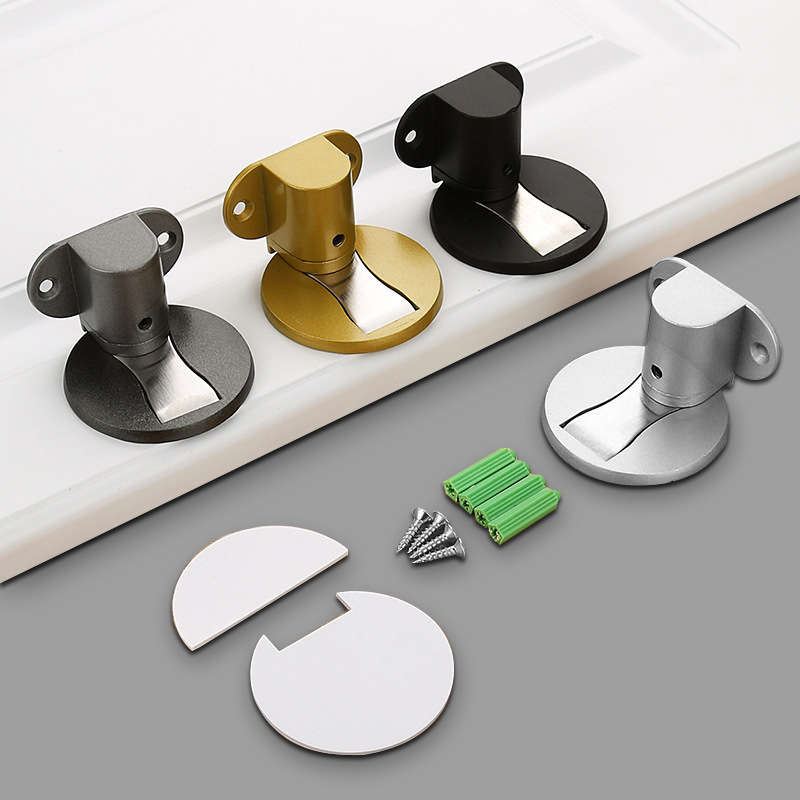 Alumíniumötvözet padlóra szerelt ajtóstop beltéri faajtókhoz, Ct-02 telepítés, homokfúvott felület, standard felépítés, elektroplatálás