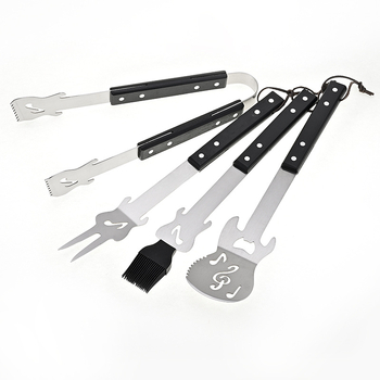 Kamp kuhanje oprema set - klipsa, vilica i lopatica; materijal: nehrđajući čelik i drvo; stil: moderni minimalizam.