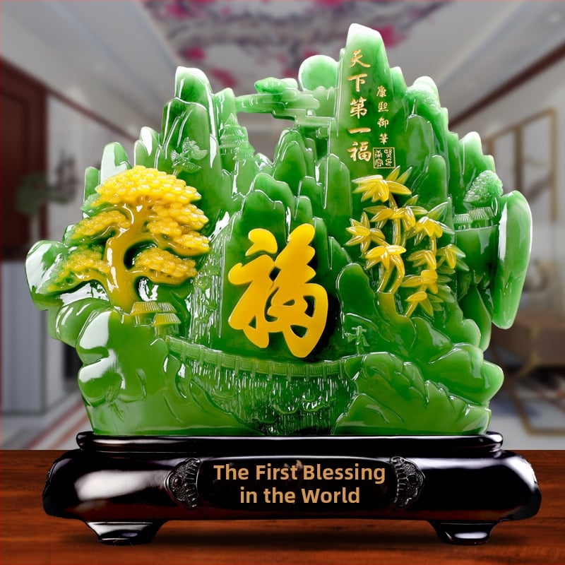 Декоративна фигура от смола Fu символ за холния шкаф за вино, китайски стил; Материал: синтетична смола; Подходяща за бизнес и домакински подаръци