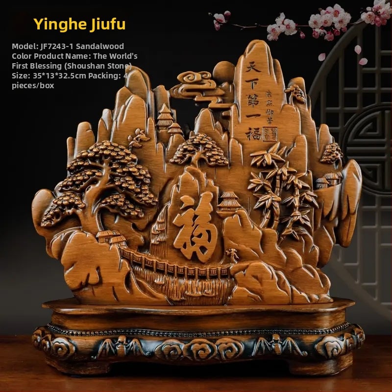 Декоративна фигура от смола Fu символ за холния шкаф за вино, китайски стил; Материал: синтетична смола; Подходяща за бизнес и домакински подаръци