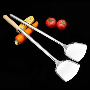 304 rozsdamentes acél főzőkanál és spatula hosszú nyéllel — többfunkciós konyhai eszközök főzéshez, sütéshez és tálaláshoz