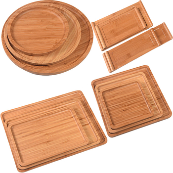 Tavă de bambus cu logo gravat, tavă dreptunghiulară pentru ceai, pâine, fructe și grătar, suprafață pictată manual, stil modern minimalist