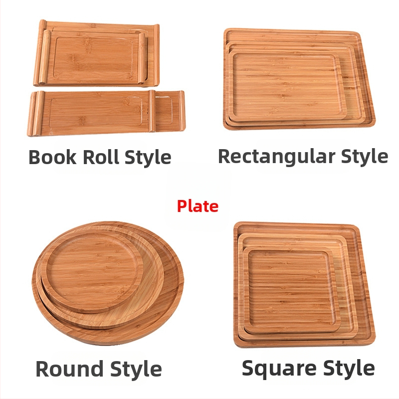 Tavă de bambus cu logo gravat, tavă dreptunghiulară pentru ceai, pâine, fructe și grătar, suprafață pictată manual, stil modern minimalist