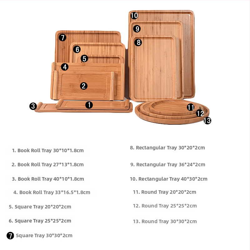 Tavă de bambus cu logo gravat, tavă dreptunghiulară pentru ceai, pâine, fructe și grătar, suprafață pictată manual, stil modern minimalist