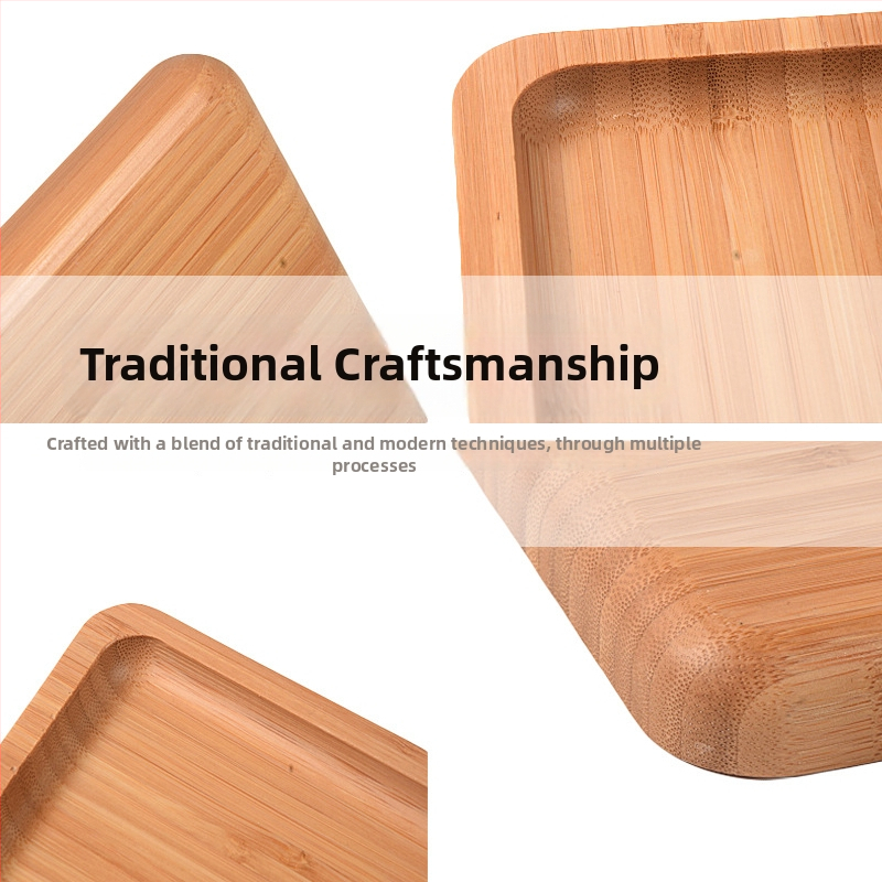 Tavă de bambus cu logo gravat, tavă dreptunghiulară pentru ceai, pâine, fructe și grătar, suprafață pictată manual, stil modern minimalist