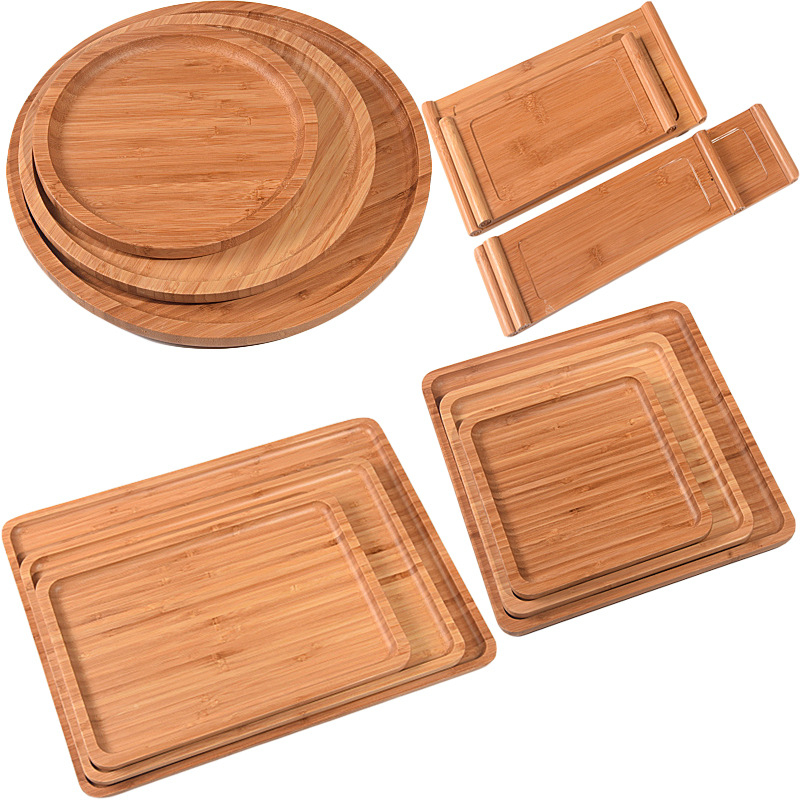 Tavă de bambus cu logo gravat, tavă dreptunghiulară pentru ceai, pâine, fructe și grătar, suprafață pictată manual, stil modern minimalist