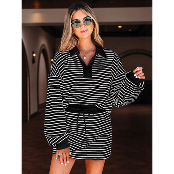 Set casual cu tricou cu mâneci lungi și pantaloni trei sferturi, material poliester, primăvara 2026