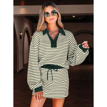 Set casual cu tricou cu mâneci lungi și pantaloni trei sferturi, material poliester, primăvara 2026