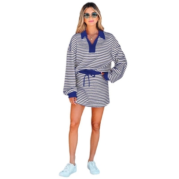 Set casual cu tricou cu mâneci lungi și pantaloni trei sferturi, material poliester, primăvara 2026