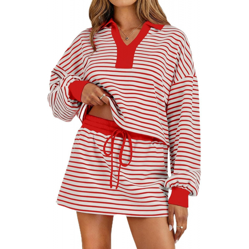 Set casual cu tricou cu mâneci lungi și pantaloni trei sferturi, material poliester, primăvara 2026