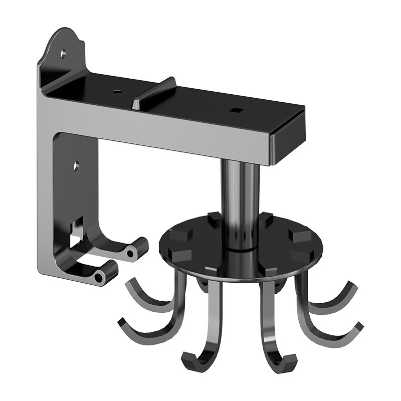 Κουζίνας τοίχος περιστρεφόμενος ράγα με γάντζους για σπάτουλες και κουτάλες, πολυλειτουργικό χωρίς διάτρηση, 3+ σειρές γάντζων, 5–10 kg, υλικά ABS πλαστικό/άνθρακα χάλυβας/αλουμίνιο