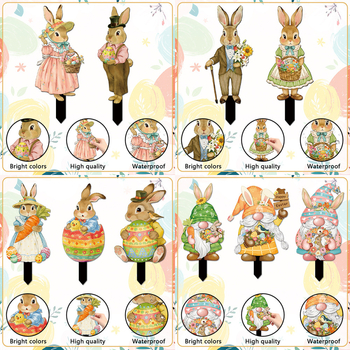 Градински Великденски заек за заравяне в земята — PVC, карикатурен стил, печат; Yiwo; DC