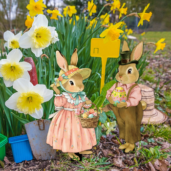Градински Великденски заек за заравяне в земята — PVC, карикатурен стил, печат; Yiwo; DC
