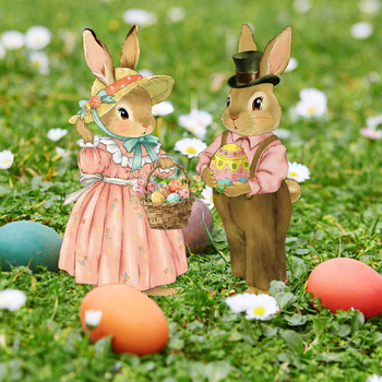 Градински Великденски заек за заравяне в земята — PVC, карикатурен стил, печат; Yiwo; DC