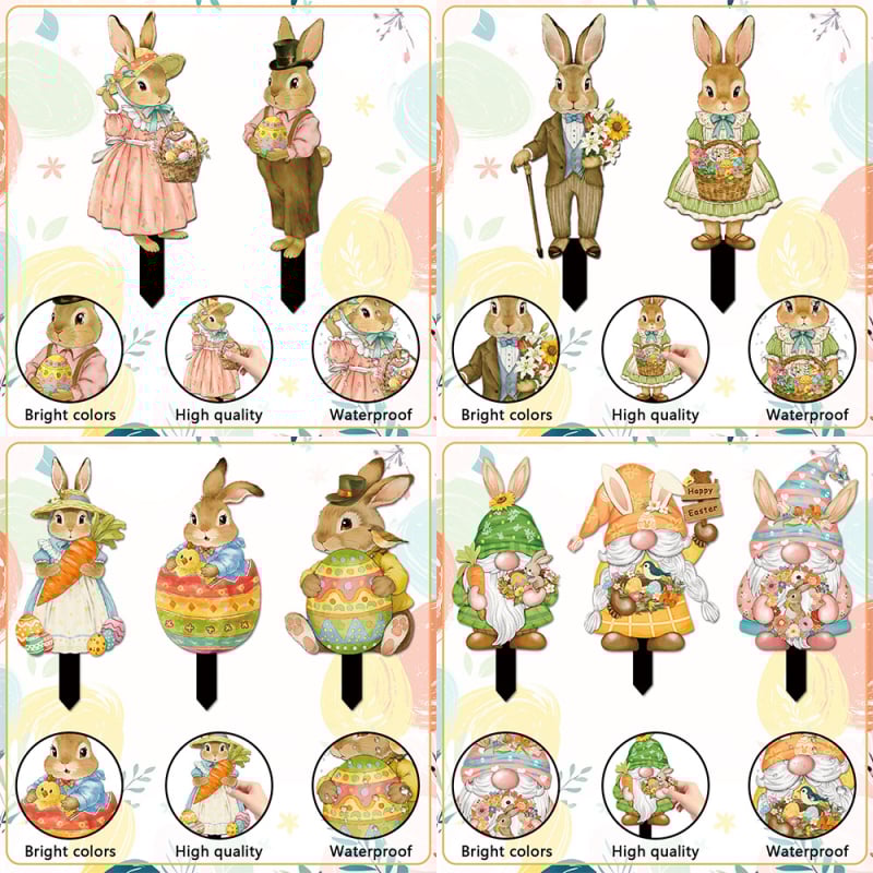 Градински Великденски заек за заравяне в земята — PVC, карикатурен стил, печат; Yiwo; DC